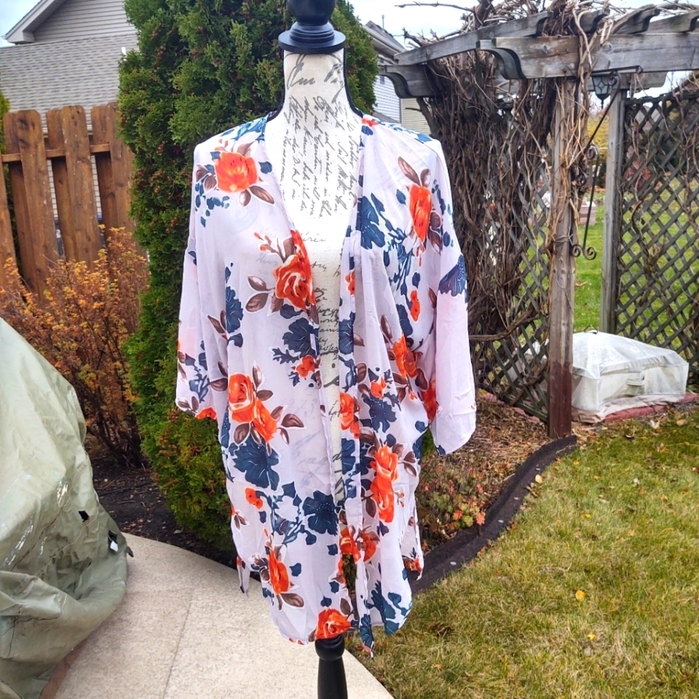 Semi Sheer Large Floral Swim Cover Up!